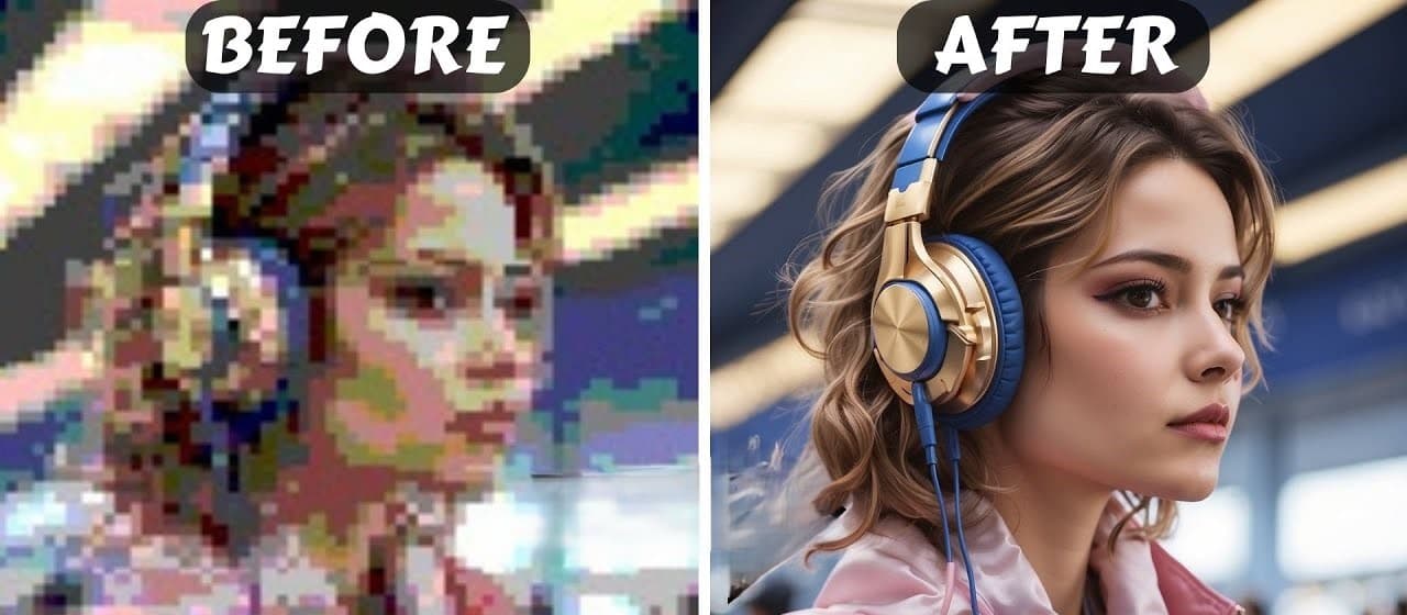 DPI comparison showing low resolution pixelated image on the left (Before) vs high resolution sharp image on the right (After)